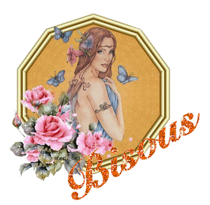 Gif animé bisous femme fleurs